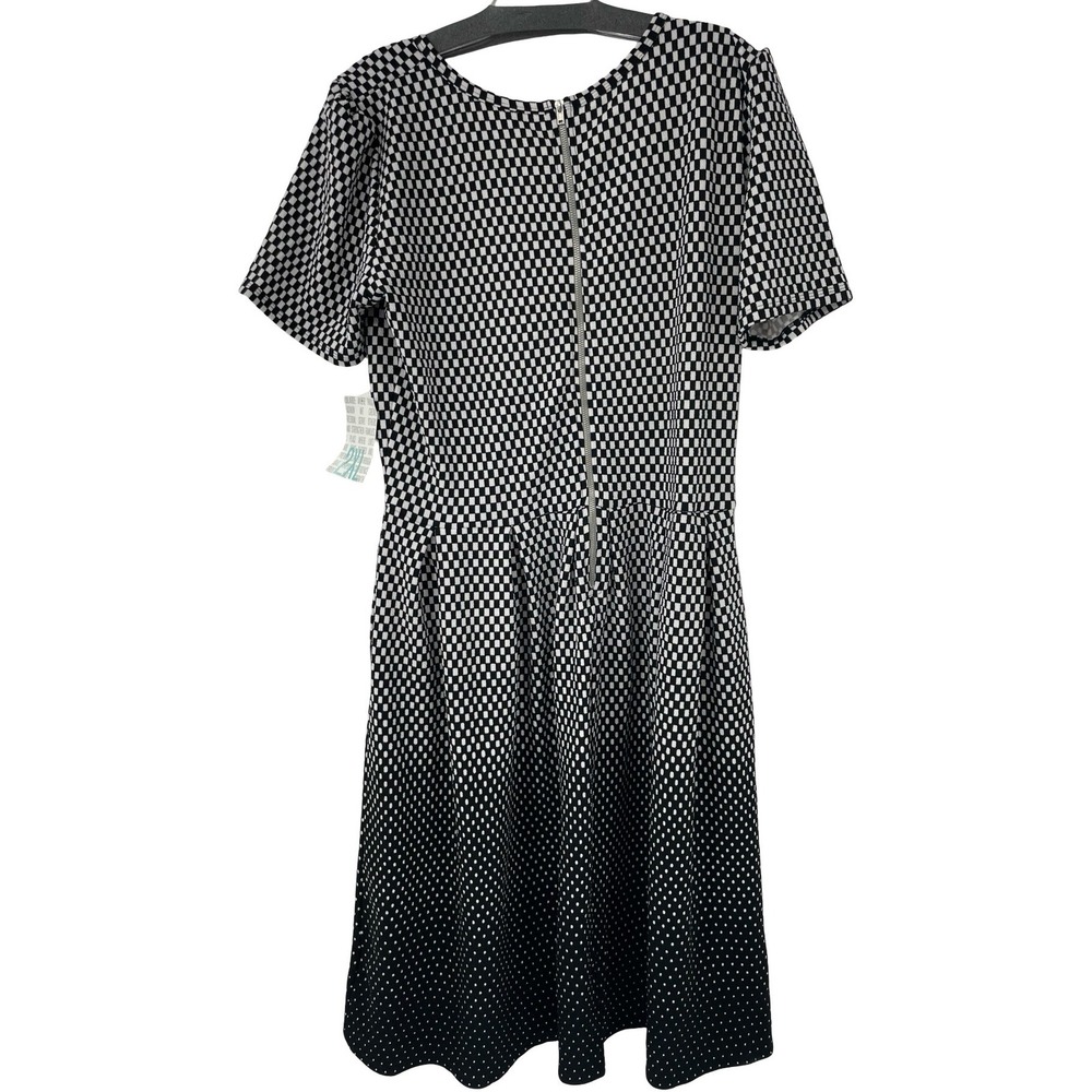 LuLaRoe Women's Dress Amelia Checkered Black White Knit 2XL